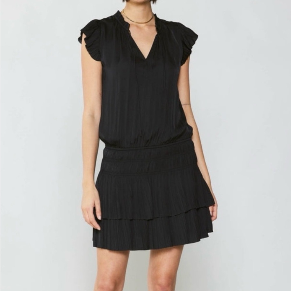 Current Air Anthropologie Zoey Black Ruffle Mini Dress Large